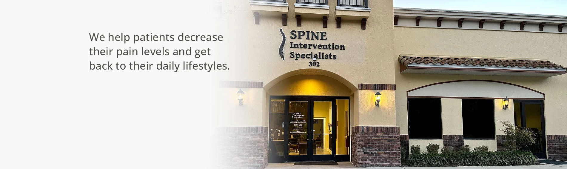 Banner image - SPINE Intervention Specialists building front.